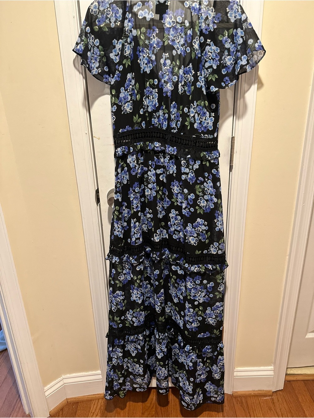 Blue Floral Maxi Dress with Waist Tie - Disney - Picture 5 of 5